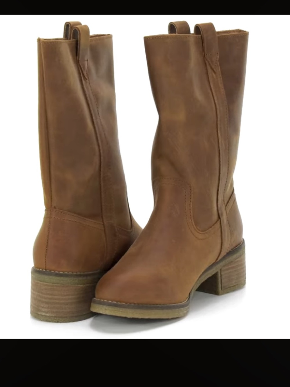 Steve Madden Winny Tan Brown Mid-Calf Heeled Leather Boots